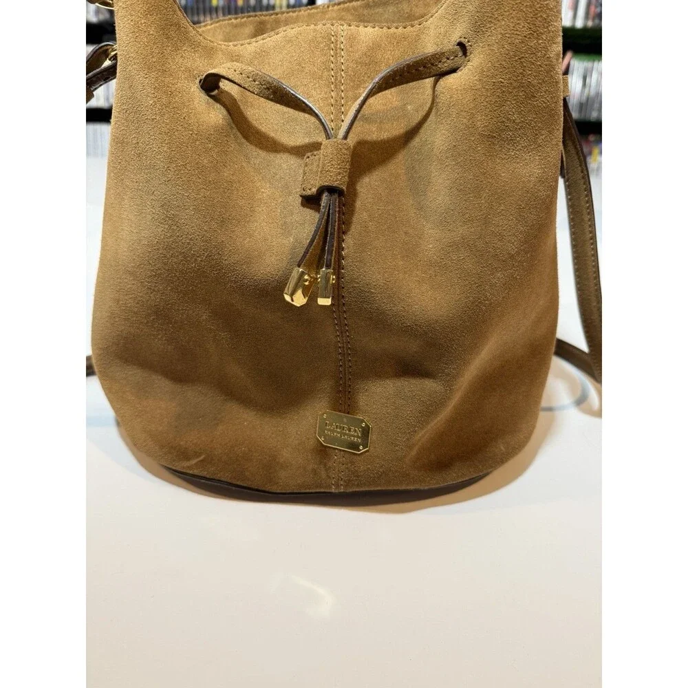 Lauren Ralph Lauren Dryden Diana Suede Leather Bucket Large Tote Shoulder Bag - Picture 2 of 6